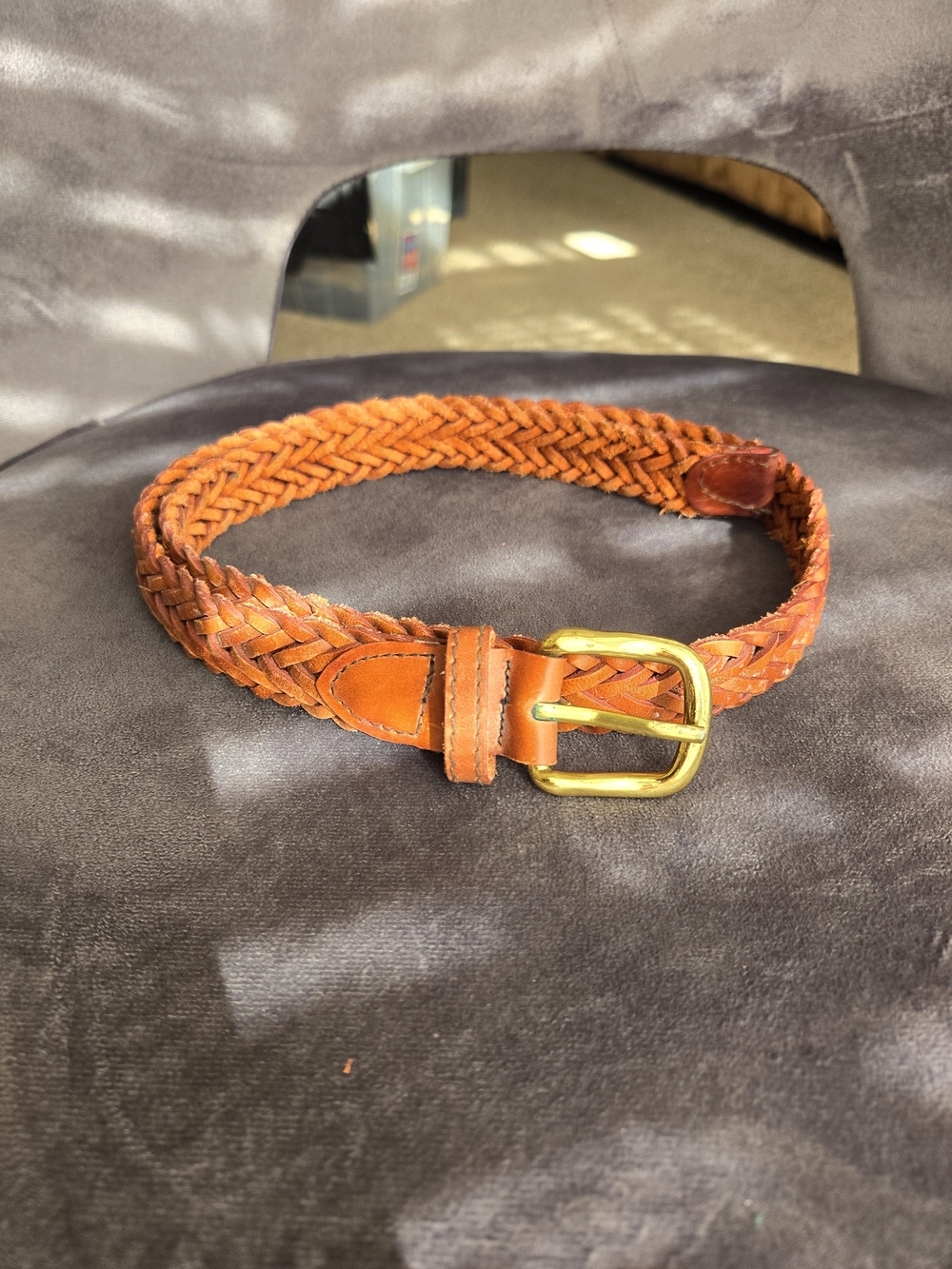 Vintage Waterbury Buckle Co. Woven Braided Leather Belt Size 32 Brown